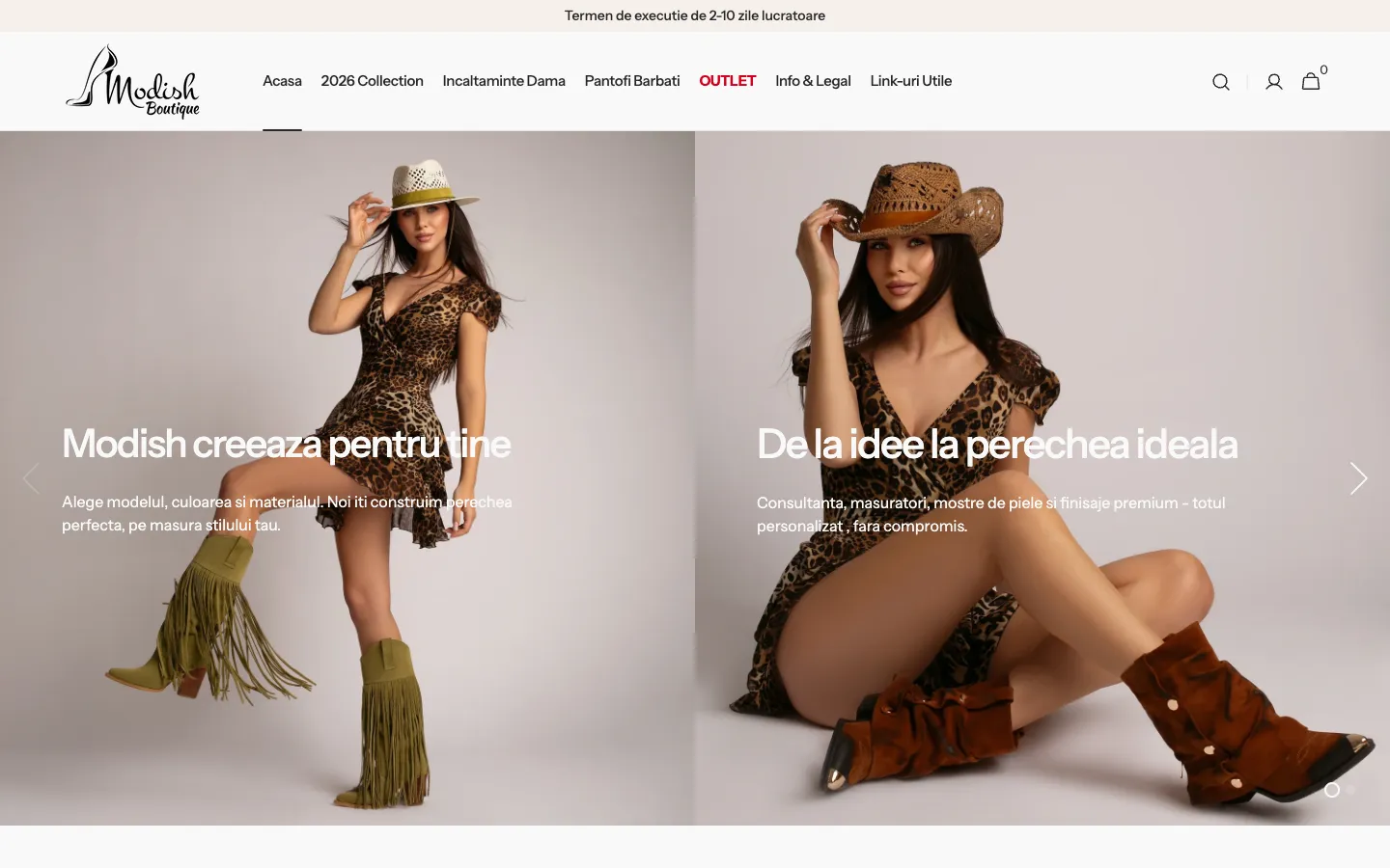 Modish — captură a site-ului