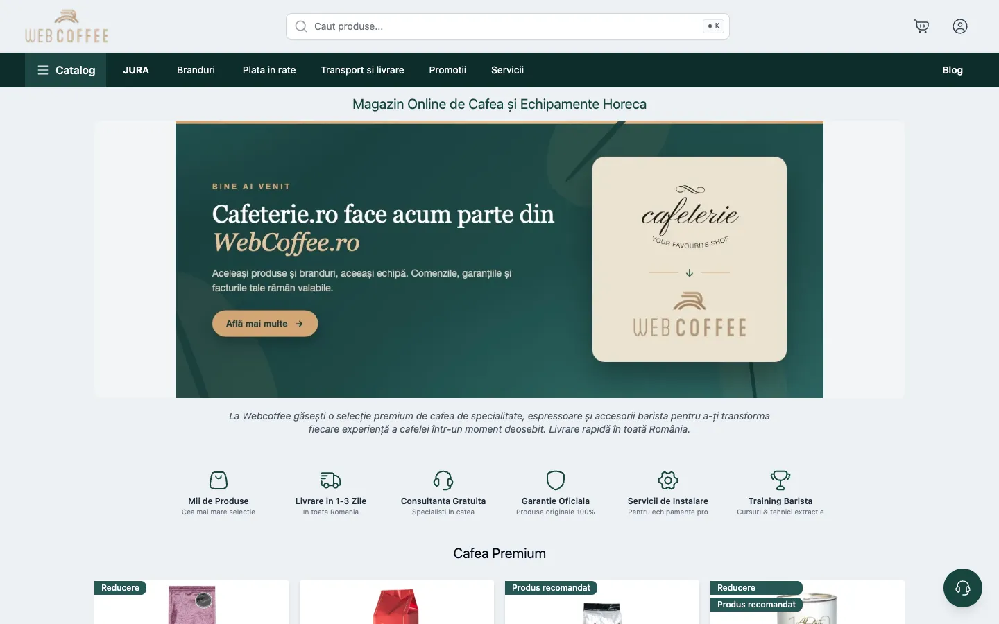 webcoffee.ro — captură a site-ului